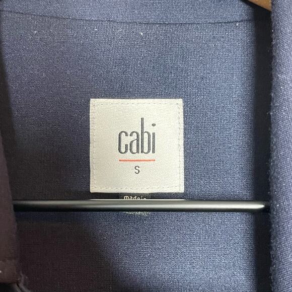 CAbi Moto Chance Jacket Women's Size Small Navy Blue Asymmetrical Zipper - Picture 7 of 8